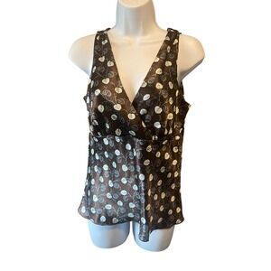 VTG Old Navy Women Y2K Satin Babydoll Floral Tank Top M Brown Coquette